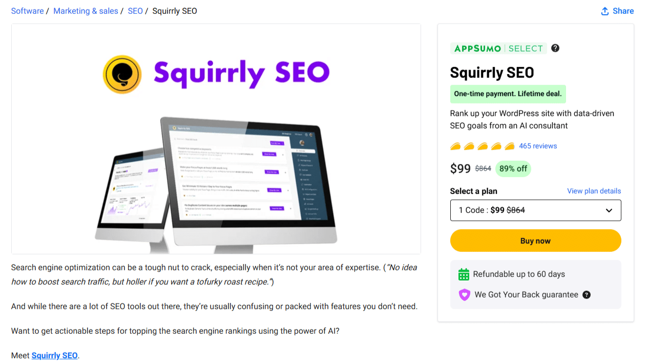 Squirrly Appsumo Lifetime Deal